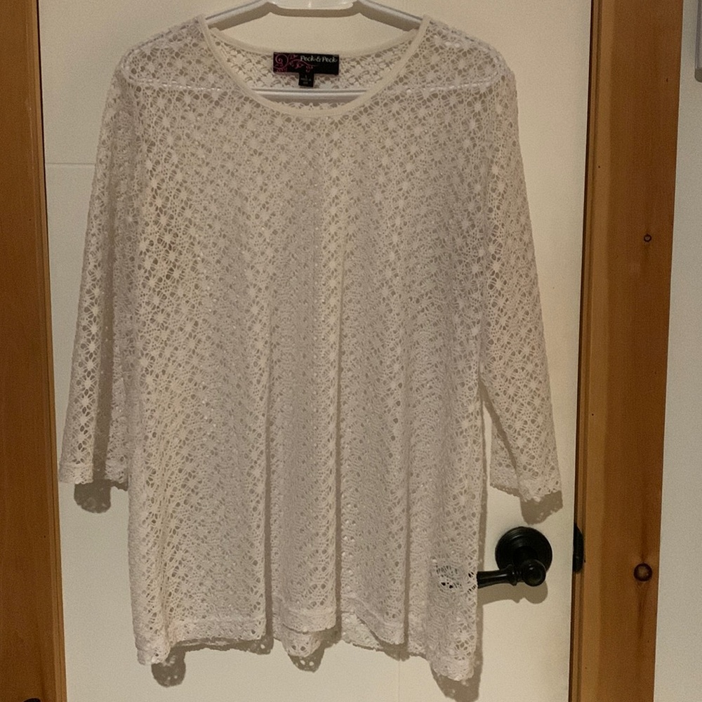 5 for $12  Peck & Peck White See Through Top